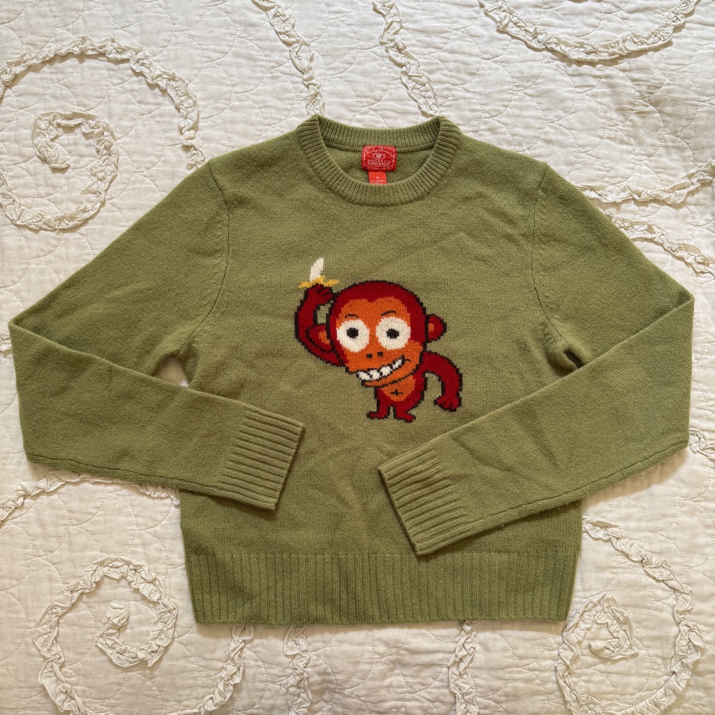 Womens Lucky Brand Dungarees America Monkey Sweater M Medium
